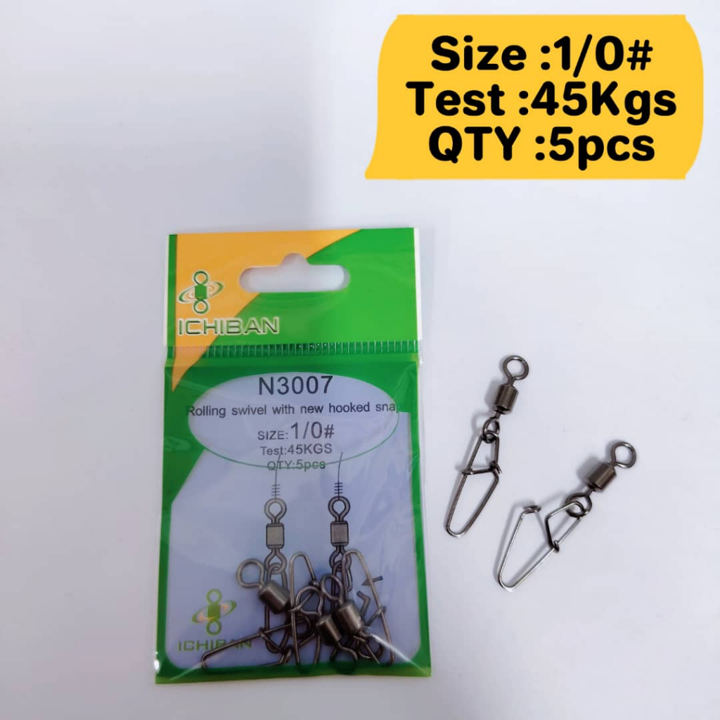 Ichiban N3007 หมุน Pancing Ichiban N3007 ตกปลา Rolling Swivel – สแตนเลส Snap สําหรับเกลือและน้ําจืด