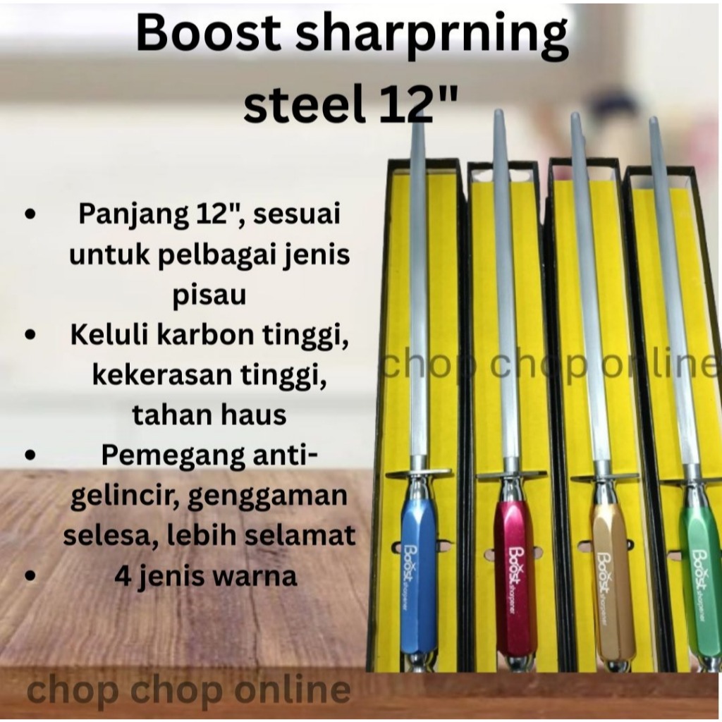 Asah Pisau 12 Boost Sharpening Steel / Dapur & Butcher Knife Sharpener, Kalis Karat /เหล็กคาร์บอนสูง