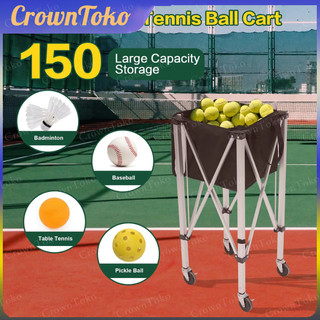 Foldable Ball Cart with Wheels for Tennis, Ping Pong, Badminton, Golf, Baseball, Pickleball, Softball HYB