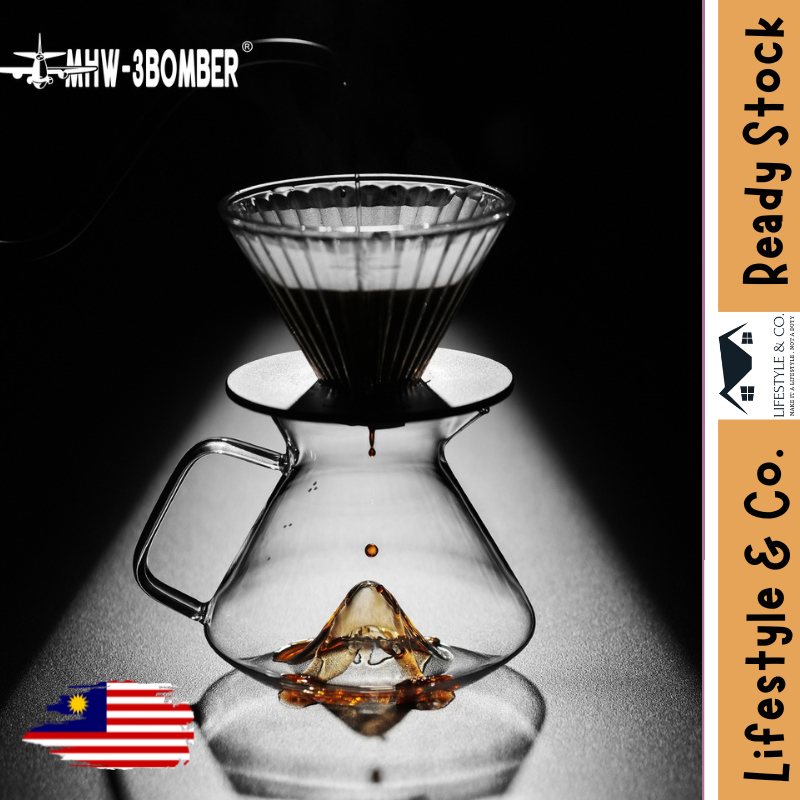MHW-3BOMBER Hill Coffee Server – Borosilicate Glass Pour Over Server 360ml/600ml ทนความร้อน แม่นยําเ