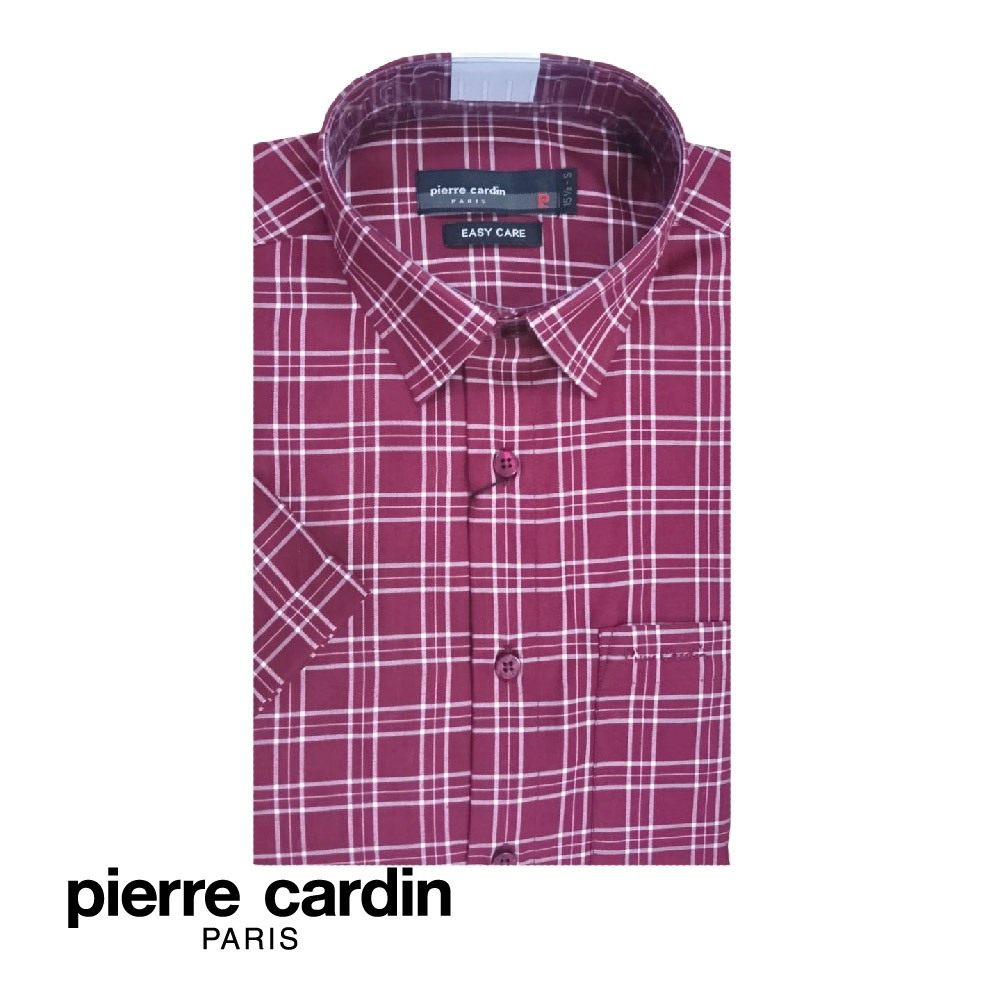 เสื้อเชิ้ตแขนสั้น Pierre Cardin Mens With Pocket (Semi Regular Fit) - Maroon (W5405B-11850)