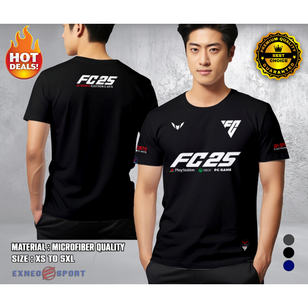 เสื้อยืดคุณภาพไมโครไฟเบอร์ Baju Gaming eSport EA FC25 Baju Graphic Tee