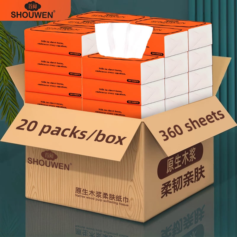 20 PacksSHOUWEN Tissue Cheerful Tissue 4-Ply 360 แผ่น 175*175 มม. ทิชชู่ดีลักซ์คอมฟอร์ท
