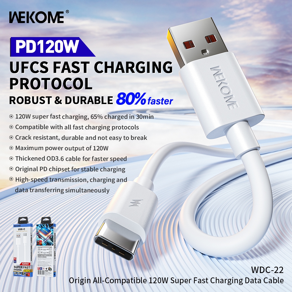 WEKOME WDC-22 Origin สายชาร์จข้อมูลชาร์จเร็วสุด 120W ที่เข้ากันได้ทั้งหมด