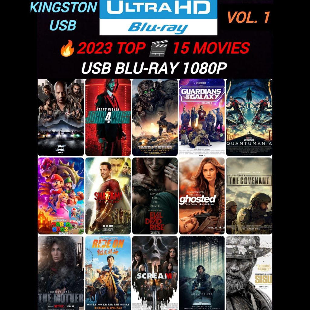 [USB] [15 ภาพยนตร์] 2023 [1] Bluray ภาพยนตร์ใหม่ล่าสุด Series Full HD1080P Transformer Fast X John W