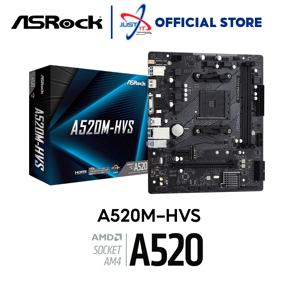 ASROCK A520M-HVS AM4 GAMING MOTHERBOARD COMBO 3000G / 3200G / 5500 / 5600 / 5600G / 5600X / 5700G