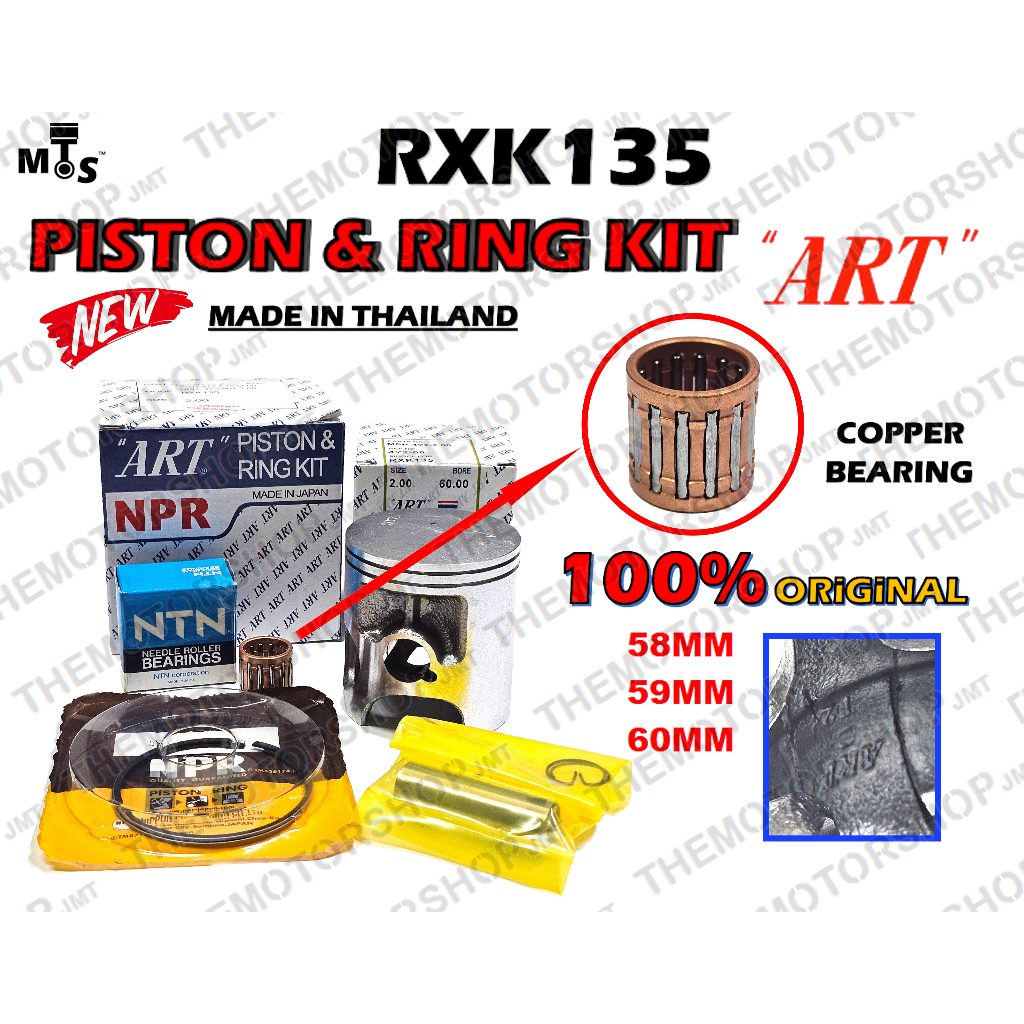 ART PISTON RXK135 RXK135 58 มม./59 มม./60 มม. PISTON ชุด NPR RXK MADE ญี่ปุ่นแหวน PIN CLIP