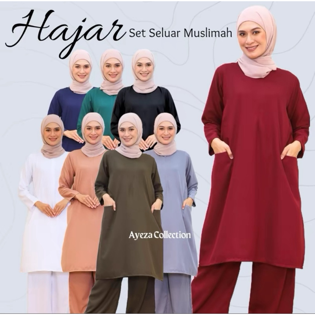 HAJAR SET SELUAR MUSLIMAH IRONLESS SEJUK DAILY WEAR & UMRAH HAJI