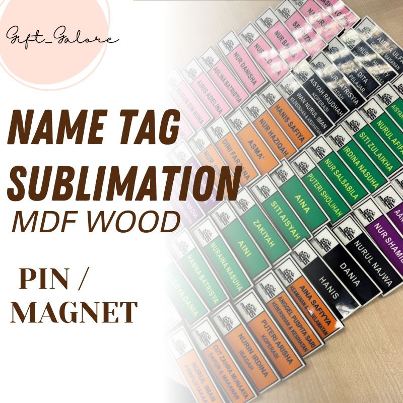 Fast Ship NAME TAG SUBLIMATION / N.TAG BUDAK SEKOLAH / NAME TAG TANDA NAMA PIN MAGNET