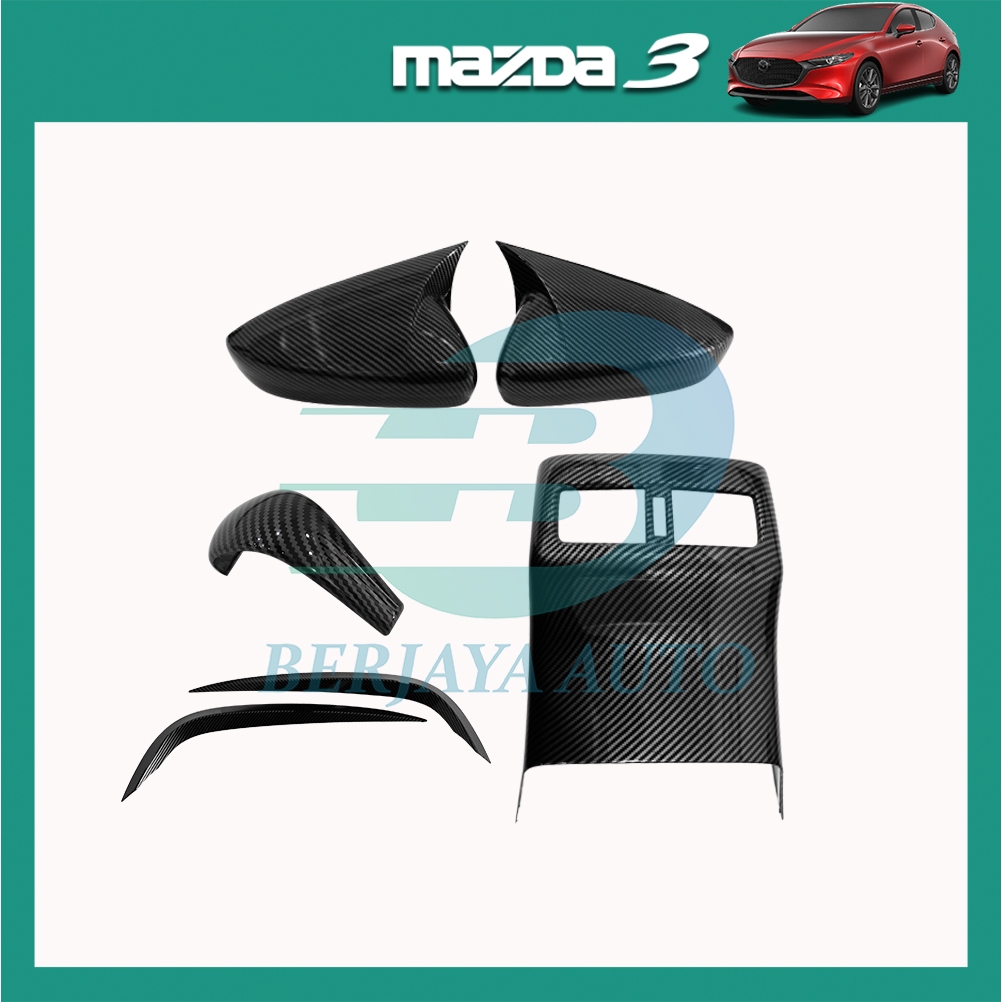Mazda 3 BP ภายในตกแต่งภายนอกคาร์บอนไฟเบอร์ออกแบบ Trim Fit สําหรับ Mazda 3 BP 2019 - 2027 Berjaya อัต