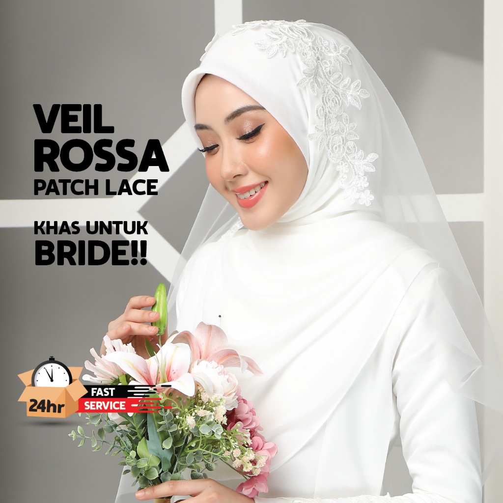 [ROSSA'S VEIL] Nikah, Bride Veil, Veil Minimalist, Veil Off white, MyPuteri