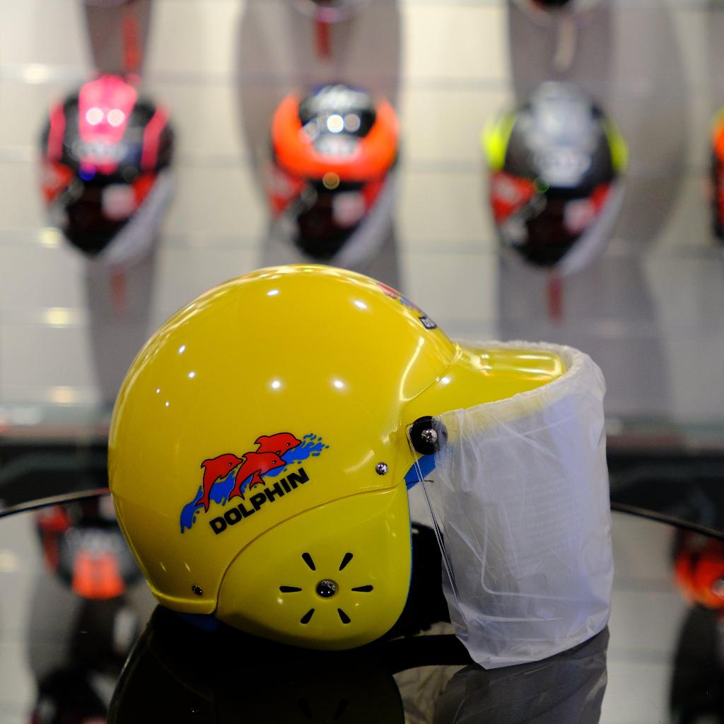 HELMET หมวกกันน็อคเกมสําหรับเด็ก DOLPHIN TOPI KELEDAR VISORX RED BY SGV Budak SGV Open Face kanak ( 