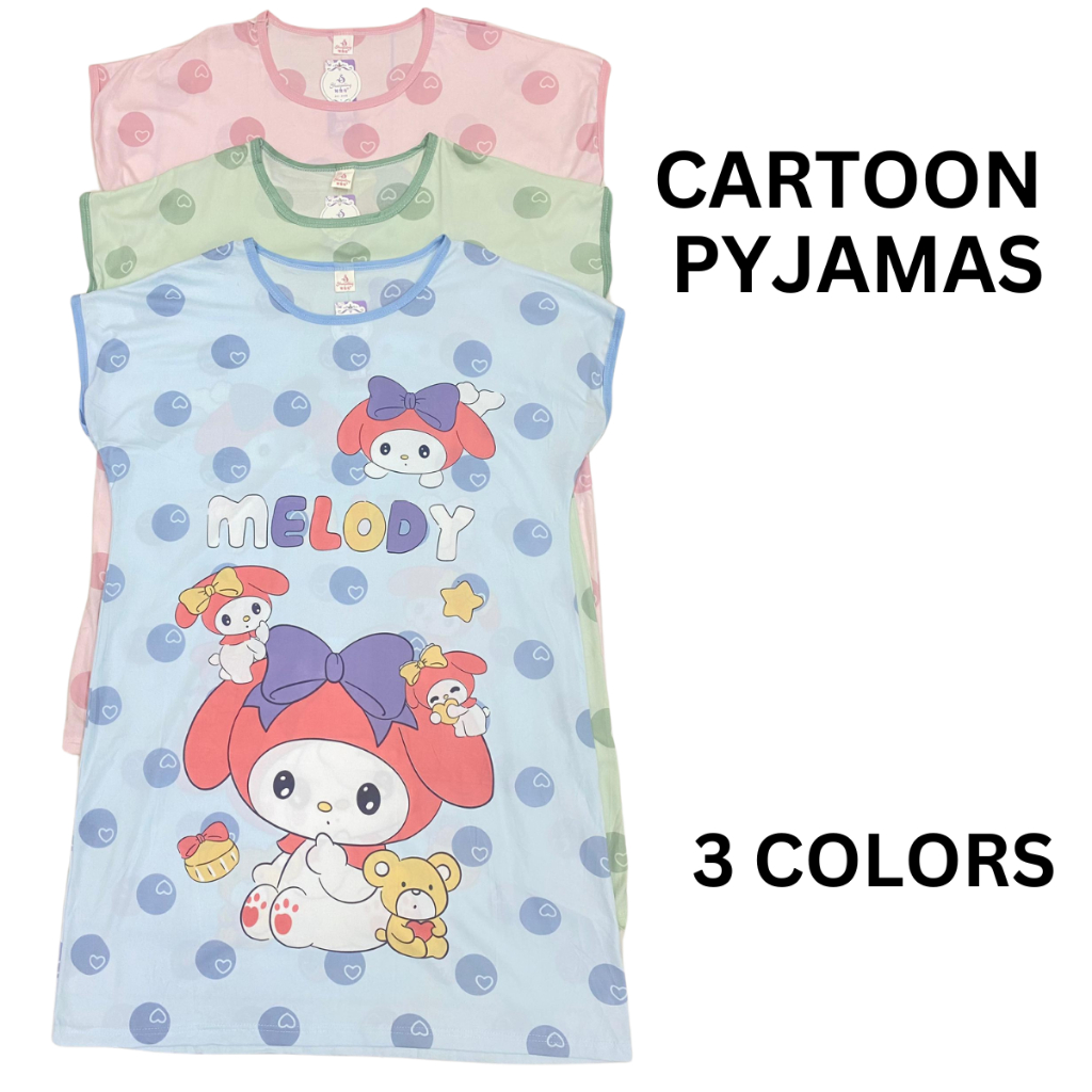 ชุดนอนผ้าฝ้าย PAJAMAS DRESS BTH06/14 ชุดนอนฟรีไซส์ชุดนอนแขนสั้น Baju Tidur Perempuan 女生睡裙