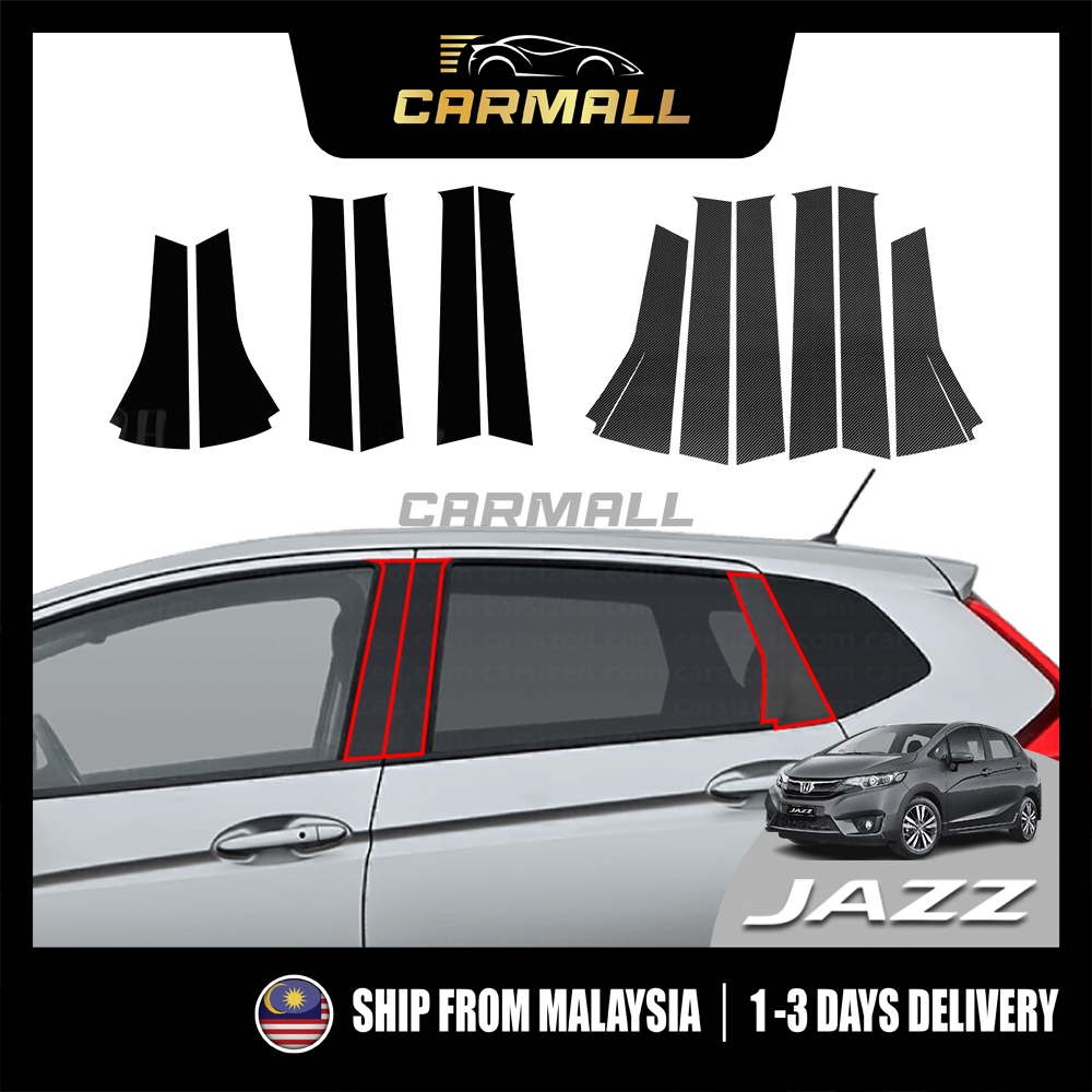 Honda Jazz Fit GK GK5 T5A 3rd Door Pillar Dark Black Carbon Protector Trim 2014 - 2025 Jazz GK [CarM