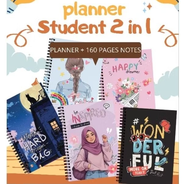 Planner Student 2 in 1 Diary 2026 Notebook Planner Book Aesthetic Notebook Ring