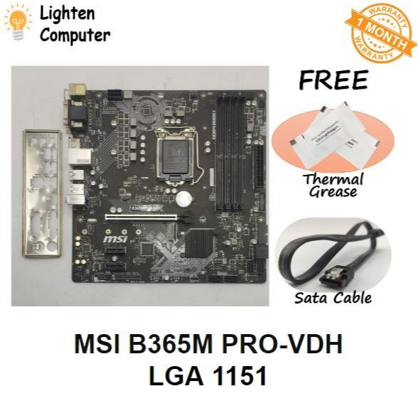 เมนบอร์ดUSED MSI B365M PRO-VDH / B365M PRO VH | บี365 | แอลจีเอ 1151 | Intel 8th, 9th Gen | MATX ไมโ