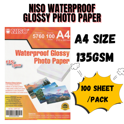 NISO/ASTAR A4 Glossy / Matte / กระดาษสติ๊กเกอร์ 110GSM/135GSM/150GSM/180GSM/210GSM/230GSM (PRICE PER