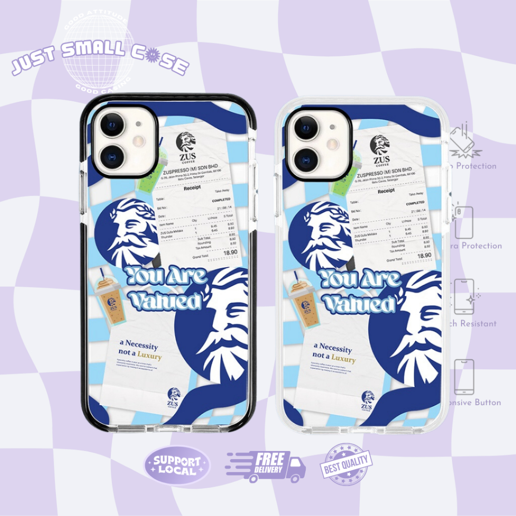 ZUS COFFEE LOVER RECEIP DESIGNATED CASE กันชนนีออนกรณีปลอก iPhone 17 PRO MAX 17 AIR 16 PRO MAX 15 PL