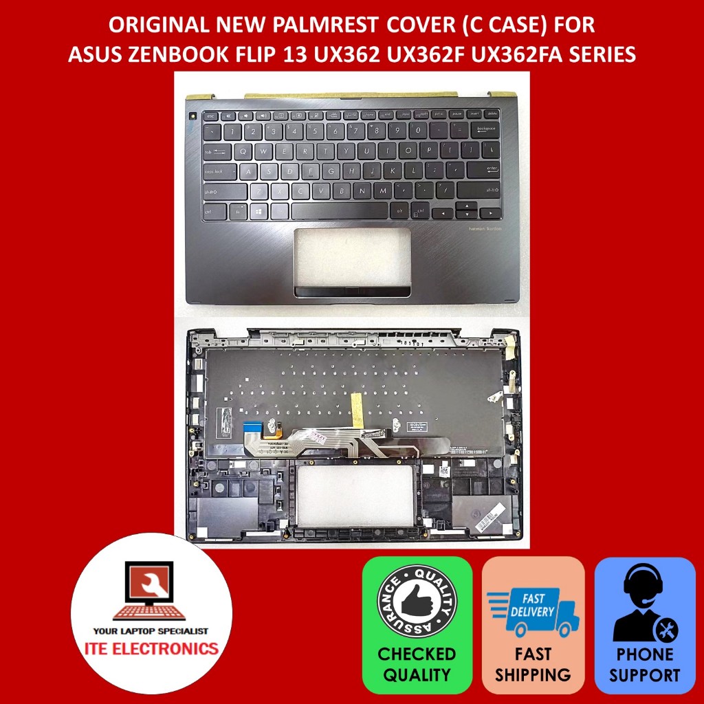 ใหม่ ASUS ZENBOOK FLIP 13 UX362 UX362F UX362FA SERIES PALMREST COVER C CASE พร้อมคีย์บอร์ด BACKLIT