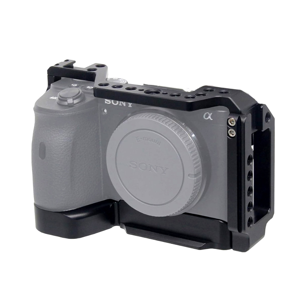 กรงกล้อง Sony A6600 Rig Mirrorless พร้อมที่ยึดรองเท้าเย็น 2 อัน 1/4" และ 3/8 นิ้วรูเกลียวสกรู