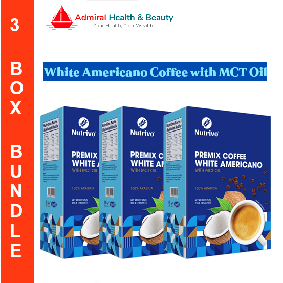 [3-Pack Bundle] Nutrivo Premix Coffee Arabica White Americano with MCT Oil (21g x 12 ซอง)
