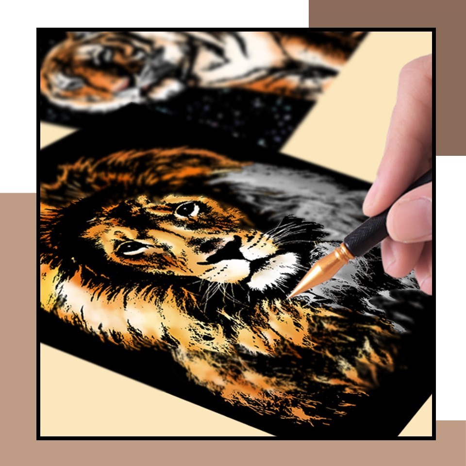 Scratch Art A4 Creative Animals Scratch Art (4 ชิ้น/พีเคที)