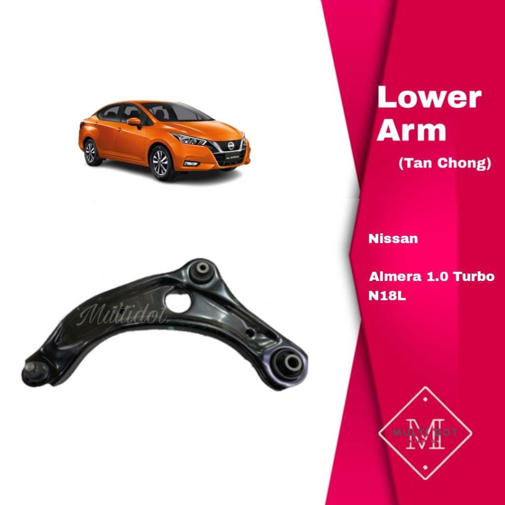 Nissan Almera Turbo 1.0 N18 Lower Arm assy (พร้อมลูกหมาก) LH / RH (สีแทนช่อง) 54500-5EK0E-AP 54501-5