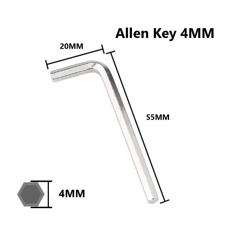 L Shape Short Arm 4mm Silver Colour Allen Key Spanner Spanar Elenkey