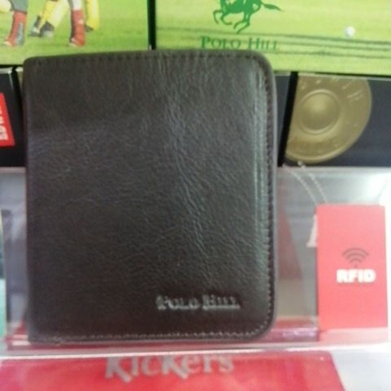 Polo Hill RFID Leather Wallet 9Card Compartment และ 1 Pocket Money 1Zipper Pocket Coin