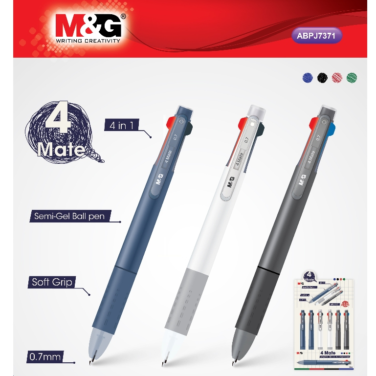 M&G WISDOM 4 COLOURS SEMI-GEL BALLPOINT PEN 0.7 (ABP803R4) (PRICE PER ONE PCS)