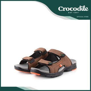 Crocodile Men's Cow Leather Slip On Sandals  - Brown - 392401-JQ1SV-3LP