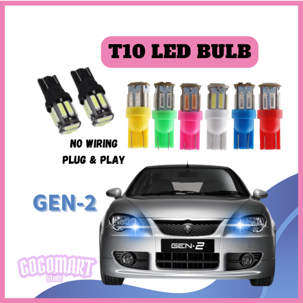 Proton GEN-2 ไฟหน้าขนาดเล็ก Led T10 หลอดไฟรถยนต์หลอดไฟ Led จิตโคมไฟ Kecil Senja Kereta GEN2