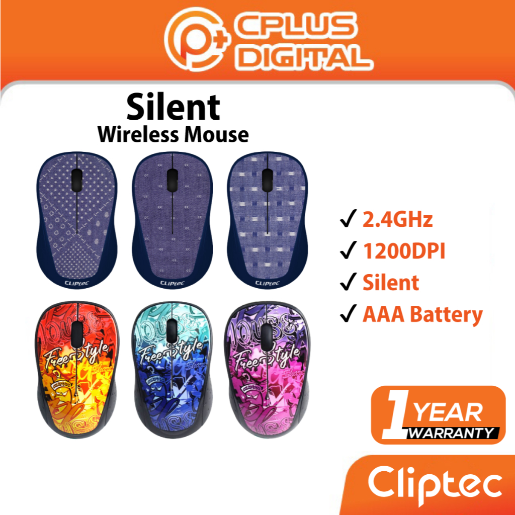 Cliptec เมาส์ไร้สาย 2.4GHZ เงียบ RZJ866 RZS866J RZS866G 1200DPI แบตเตอรี่ AAA 10 เมตร