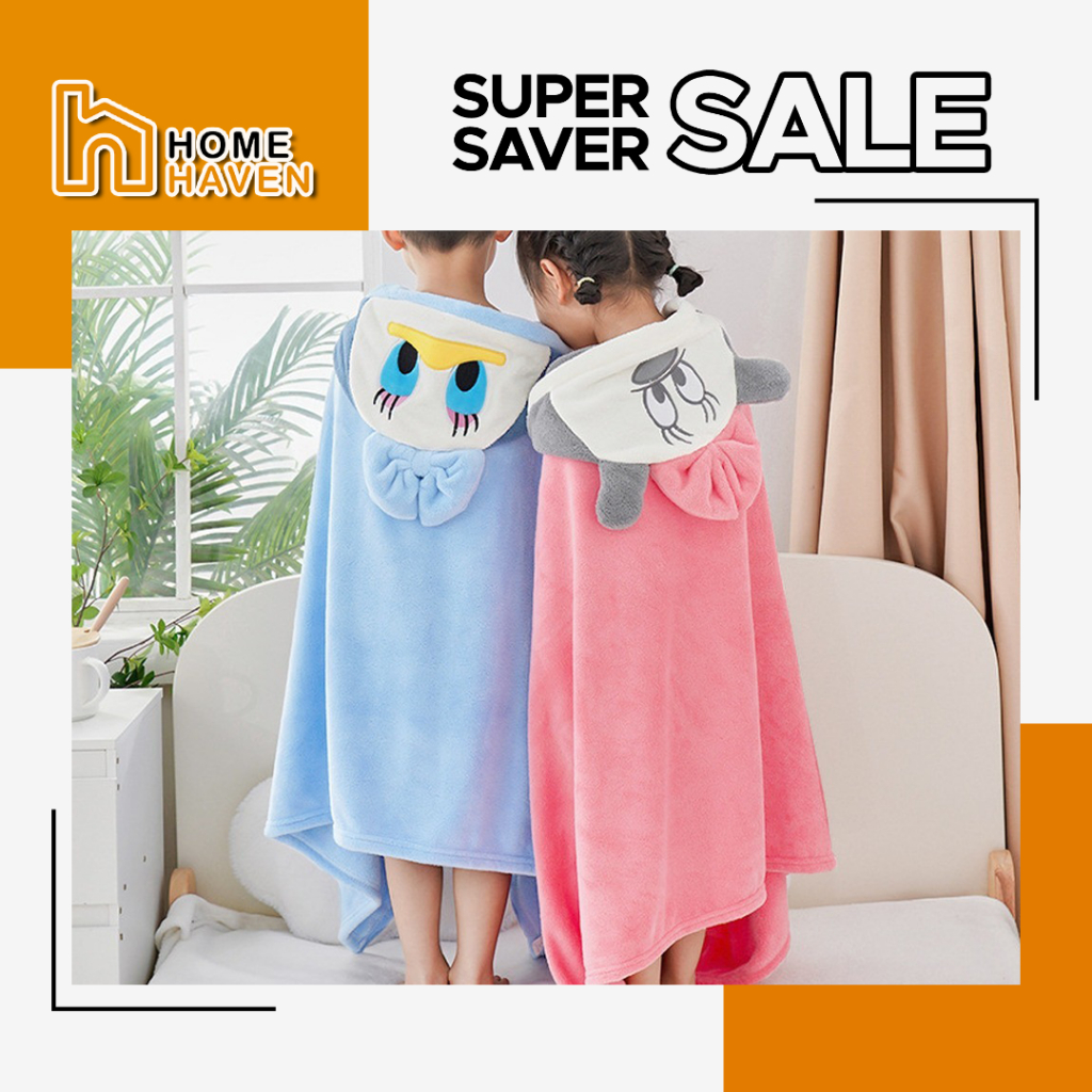 บ้าน HAVEN Hooded ผ้าเช็ดตัวผ้าห่มเด็ก Hoodie ผ้าห่ม Tuali Mandi เด็ก Swaddle ขนแกะ Hooded เด็กเสื้อ