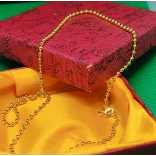 สร้อยคอลูกปัดสีแดง 24k ยาว 49 ซม. สร้อยคอลูกปัดยาว 49 ซม. สร้อยคอลูกปัดฝุ่นไม่ซีดจาง 49 ซม.