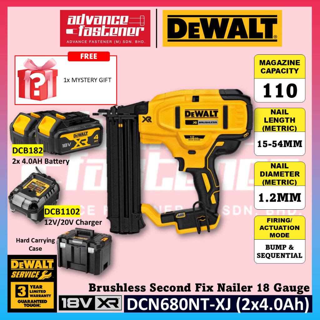 DeWalt DCN680NT-XJ 18V XR Brushless วินาที Fix Nailer 18 Gauge