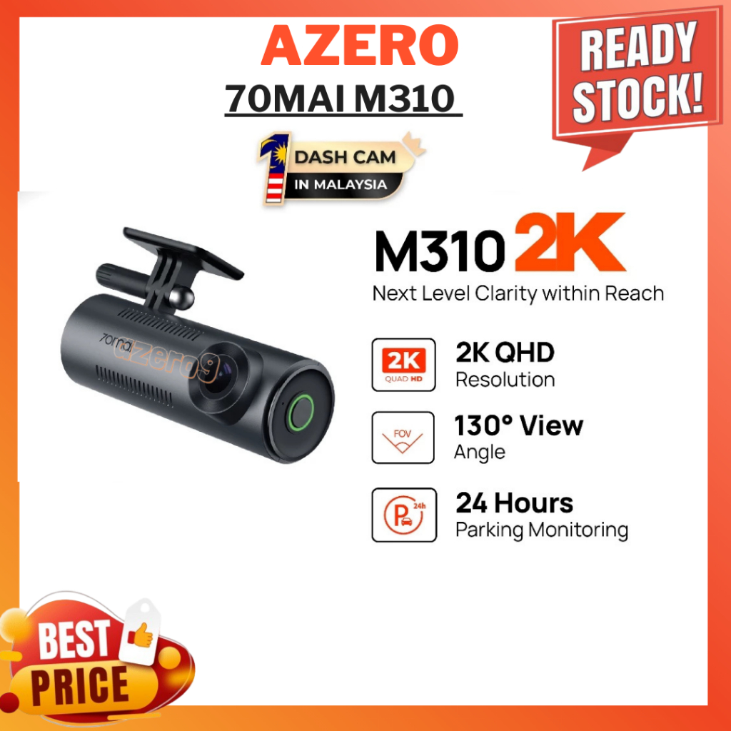 70mai M310 เครื่องบันทึกรถยนต์ ความละเอียด 2K QHD | การมองเห็นได้ในเวลากลางคืน | การควบคุมด้วยเสียงแ
