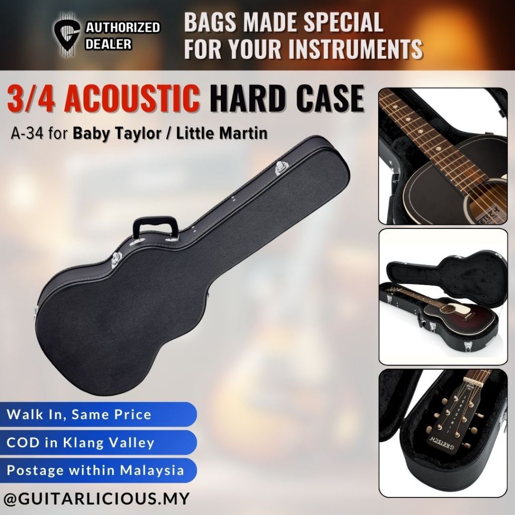 34" - 36" 3/4 กีต้าร์โปร่ง Hard Case A-34 / A-36 for baby taylor หรือ Martin