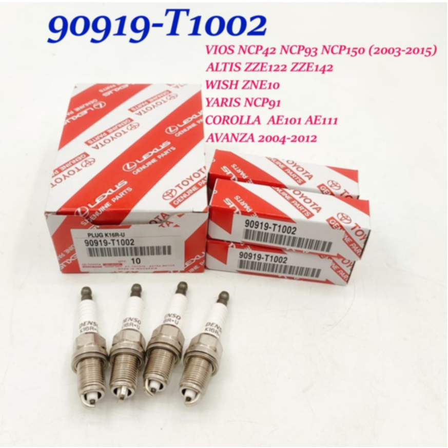 90919-T1002 (K16R-U) SPARK PLUG VIOS NCP93 NCP150 NCP42 ALTIS ZZE122 ZZE142 WISH ZNE10 TOYOTA DENSO 