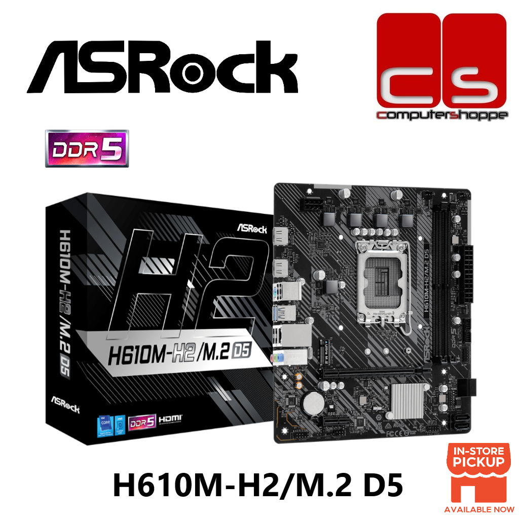 ASRock H610M-H2/M.2 D5 LGA1700 M-ATX เมนบอร์ด 12th &14th Gen โปรเซสเซอร์