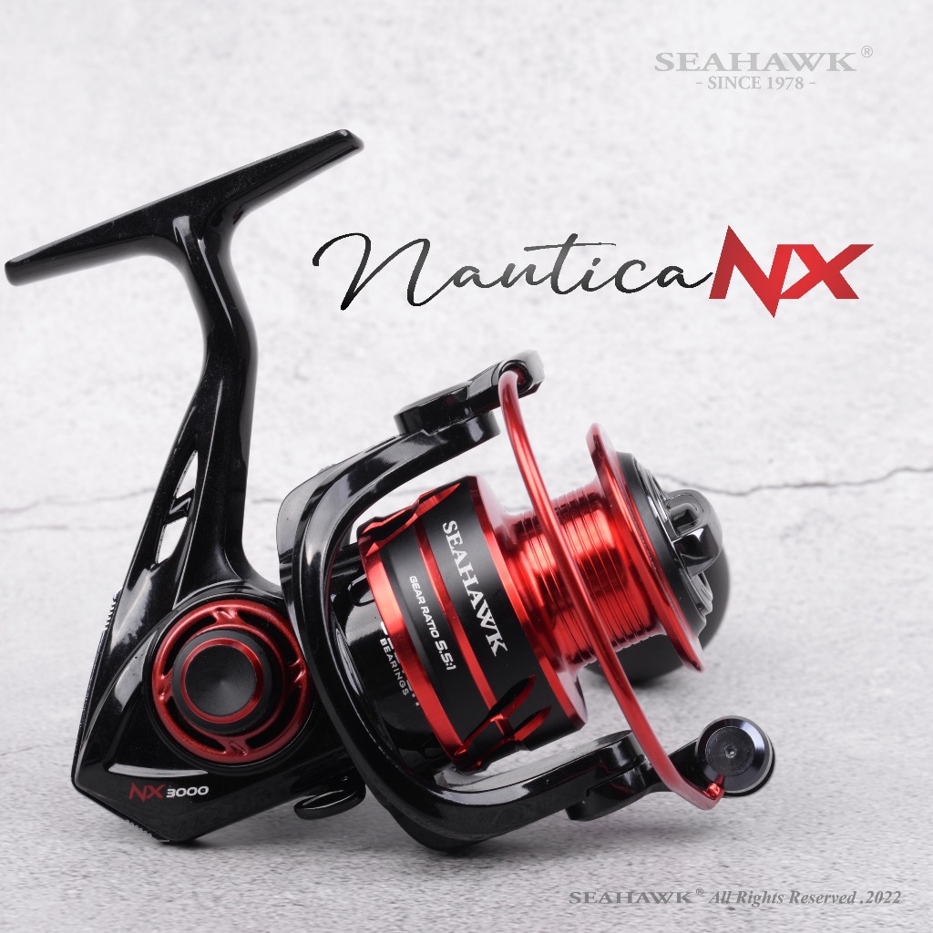 Seahawk Nautica NX 7+1BB Spinning Reel l ขนาดใหญ่ 6000T Multi จานเครื่องซักผ้า l Anti Reverse Clutch