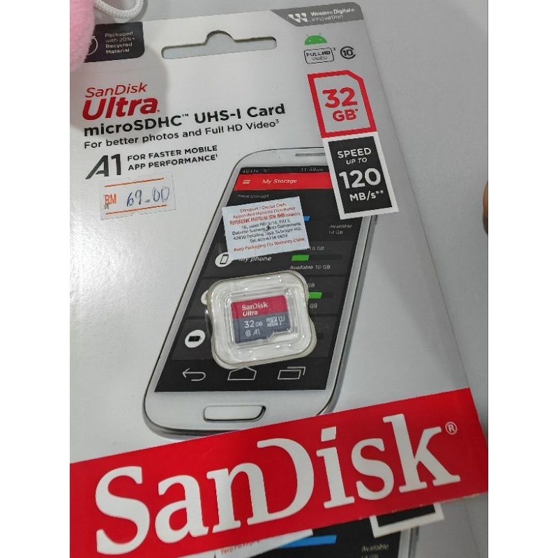 การ์ด SanDisk ultra micro sdhc uhs-i A1