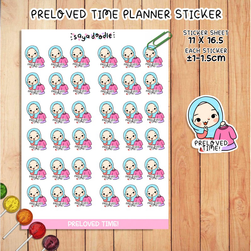 สติ๊กเกอร์วางแผน Preloved Used Item Declautter Clothes Journal Doodle Chibi Local Artist