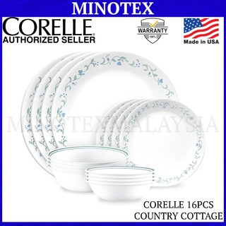 Corelle 16pcs Country Cottage Dinnerware Set Livingware Dinnerset, Microwave Safe, Break Resistant