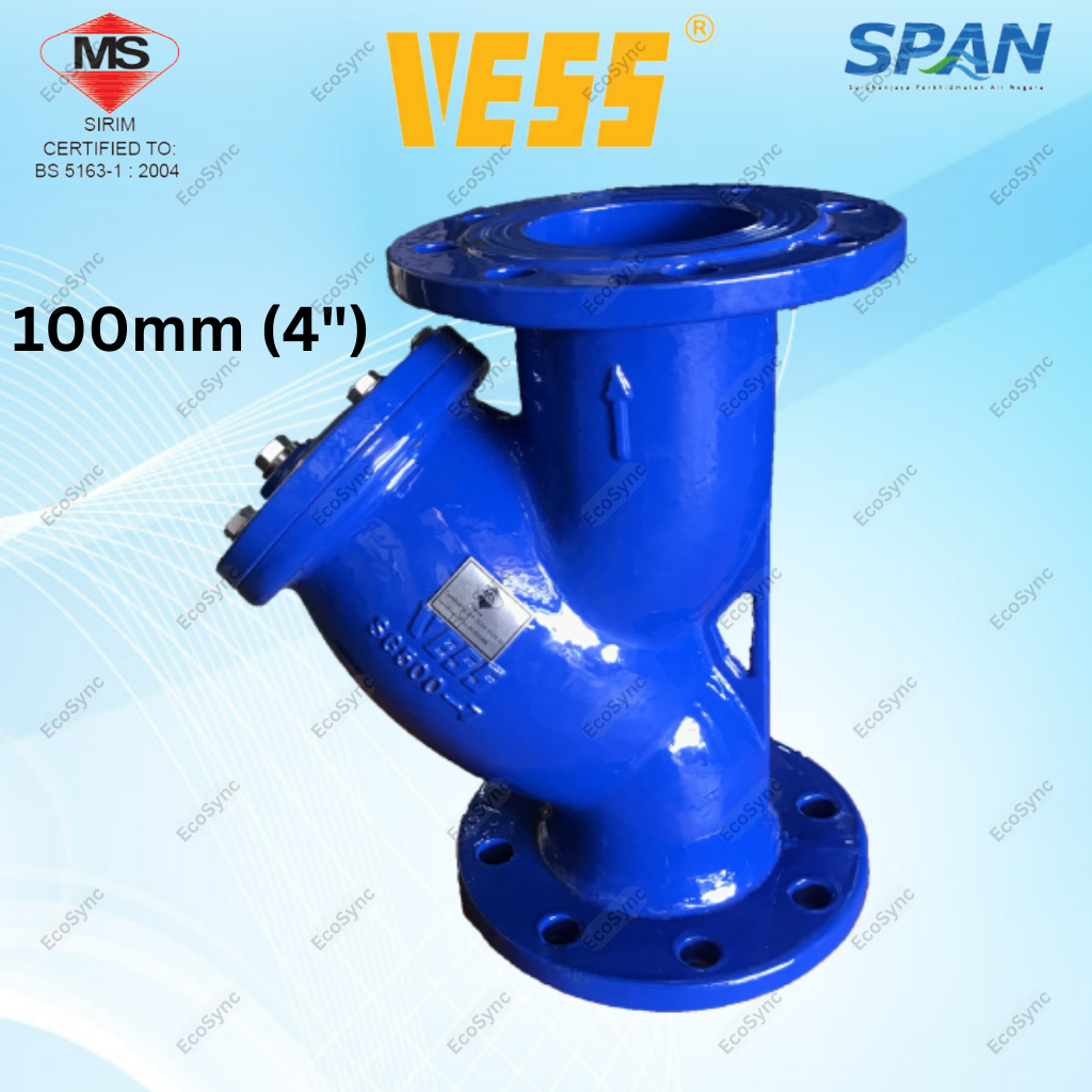 Vess 100mm (4) เหล็กหล่อ Y-Strainer Strainer Filter SPAN SIRIM ได้รับการอนุมัติ