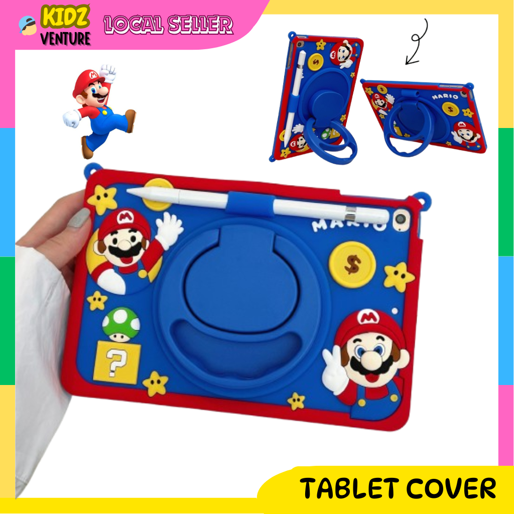 I.pad Air Pro 1 2 3 4 5th 6th 7th 8th 9th 10th 11th Gen 9.7 10.2 10.5 10.9 11 A16 นิ้ว mario ปกอ่อน