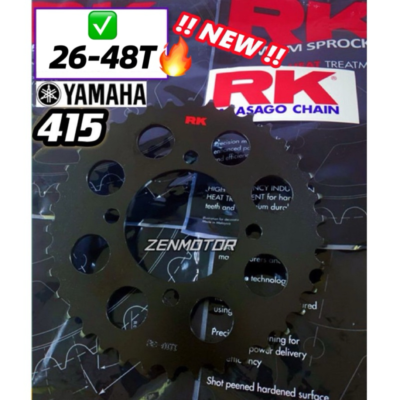 100% RK LC135 Y15ZR Y16ZR 415 SPROCKET SPOKET 415 GOLD SPOKET LC 4S 5S Y15 SPOCKET BELAKANG EMAS Y12