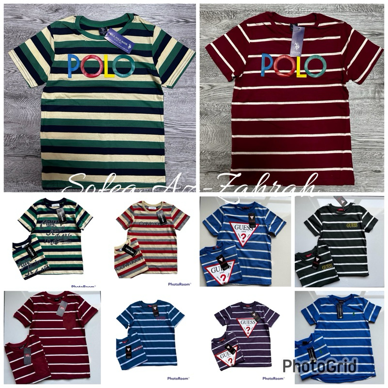️Clearance ️TSHIRT BOY UNISEX PREMIUM STRIPE SULAM RUBBER PRINT SIZE 2y-10y