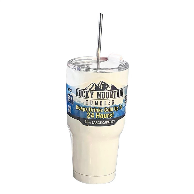 Rocky Mountain Tumbler 900ML ถ้วยน้ําแข็ง Botol Air สแตนเลสขวดความร้อนพร้อมฟางเก็บความเย็นกระติกน้ํา