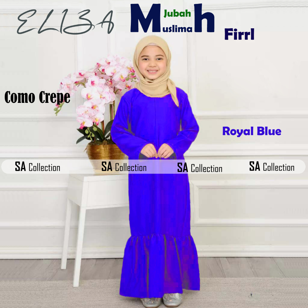 Jubah Muslimah Perempuan 2-12 ปี Como Crepe Firls Dudak Jubah Kain Como Crepe